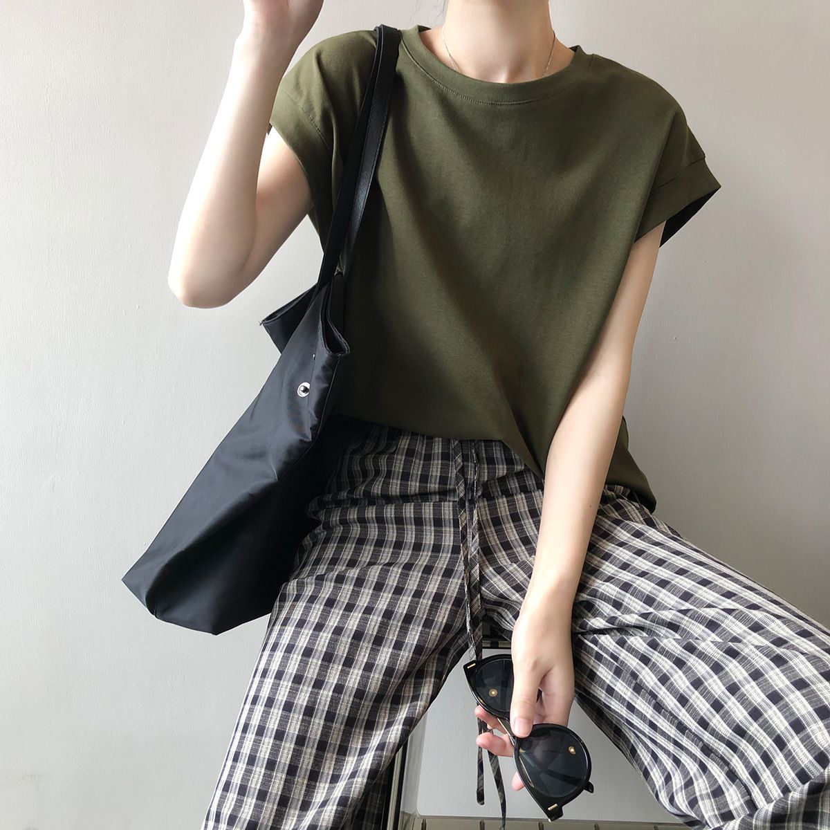 通勤百搭設計感小飛袖 無袖T恤 寬鬆 純棉大版 無袖T恤背心上衣T