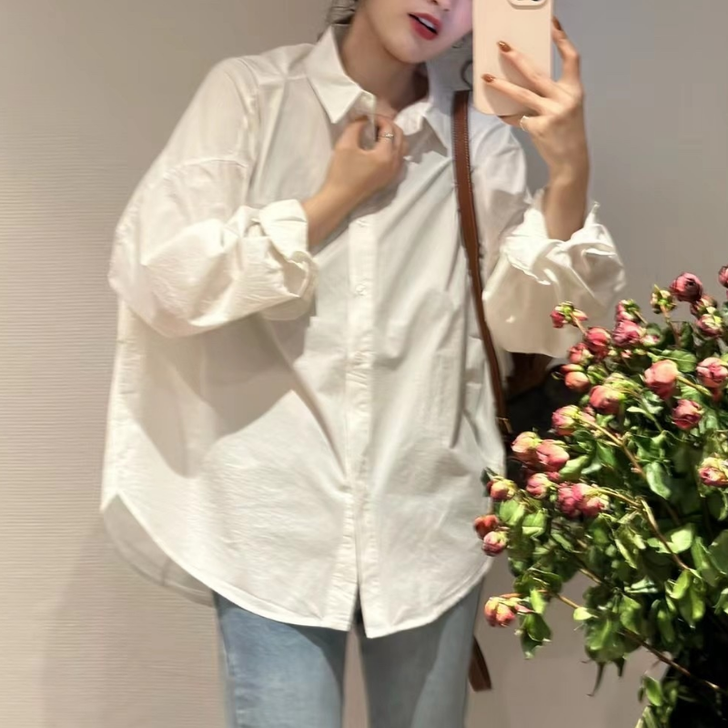 韓系·簡約時尚蝙蝠袖襯衫6色-設計感長袖上衣 春秋百搭首選