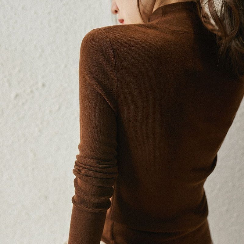 半高領修身針織上衣 秋冬保暖內搭毛衣 百搭顯瘦款