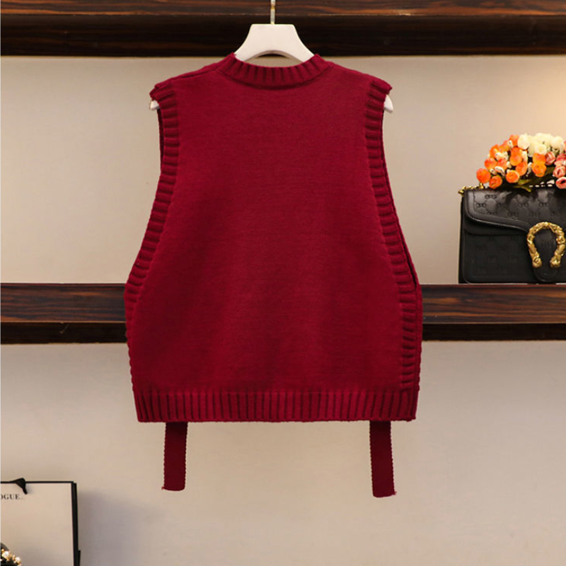 【單品可選】襯衫馬甲兩件套-春秋時尚減齡針織上衣套裝