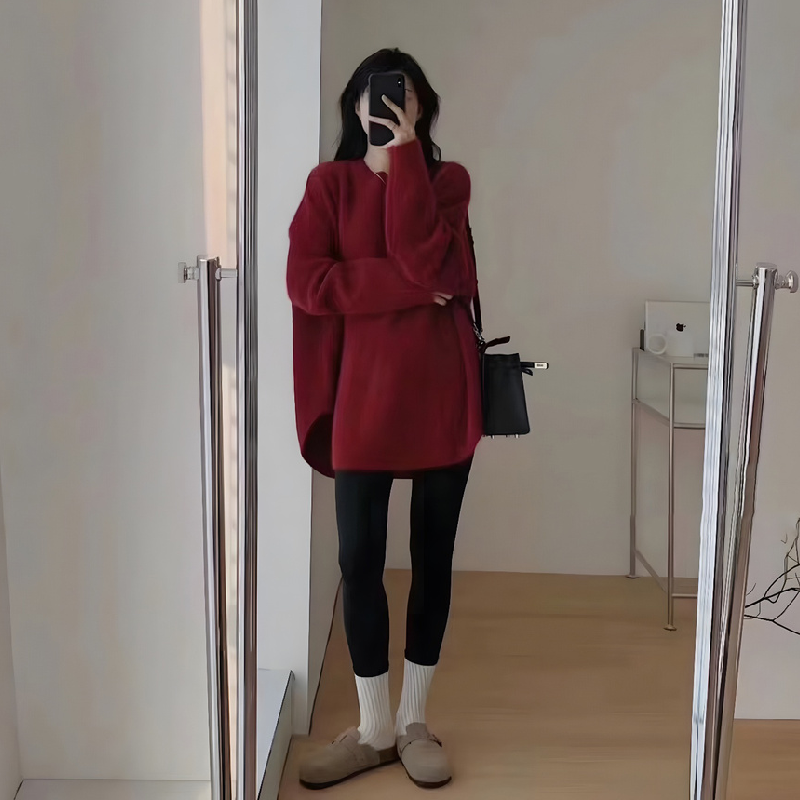 韓國寬鬆軟軟糯糯春秋薄款針織上衣 休閒韓版素面內搭