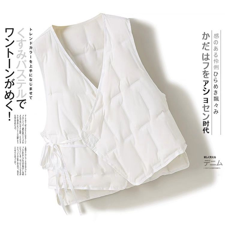 簡約 ‧ 冬季繫腰帶鋪棉背心外套