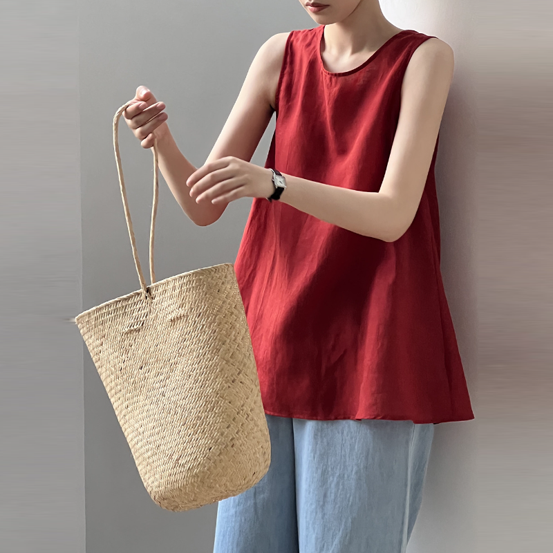 韓系後背綁帶V領無袖上衣  露背設計 輕熟法式感