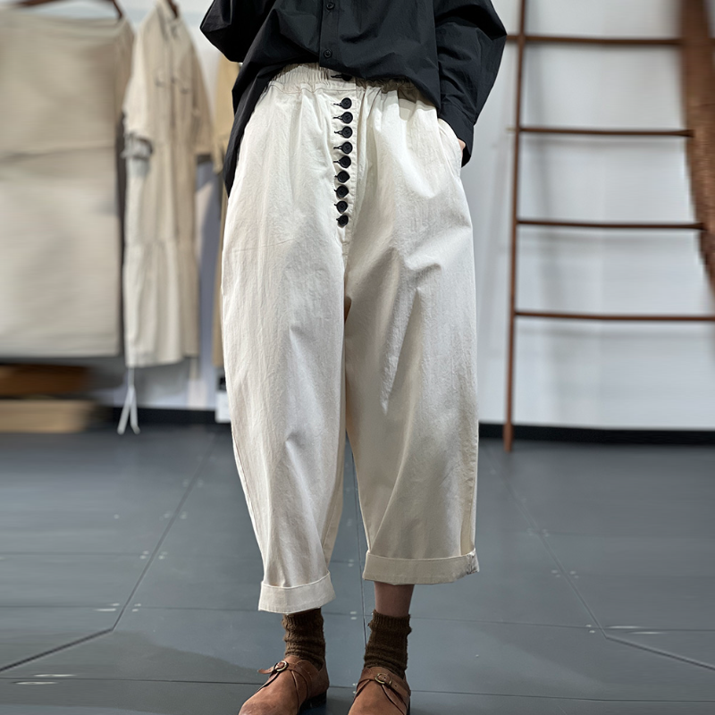 簡約．素色設計感高腰哈倫寬褲