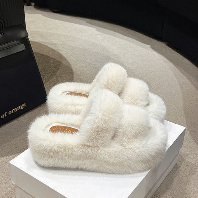 軟萌毛毛雙寬帶拖鞋*5色(到42碼)