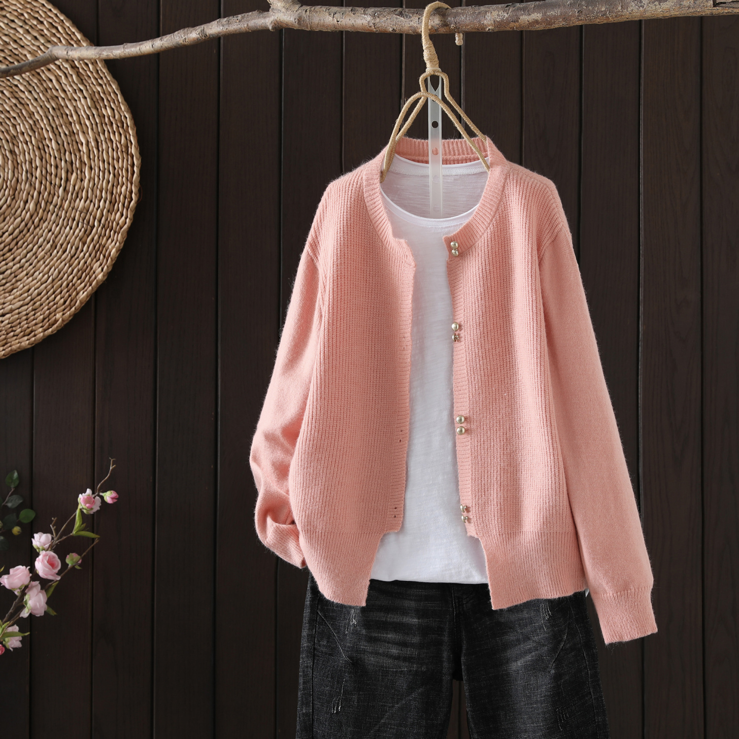 韓系純色慵懶風針織開衫外套 寬鬆長袖超軟糯毛衣 修身顯瘦百搭設計