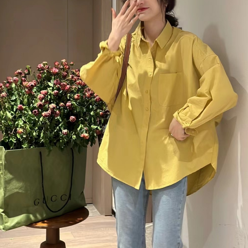 韓系·簡約時尚蝙蝠袖襯衫6色-設計感長袖上衣 春秋百搭首選