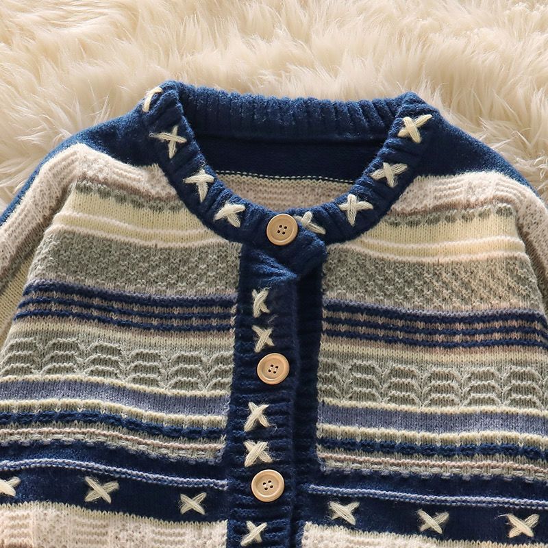 【單品可選】韓版復古潮流套裝 慵懶拼色針織上衣外套+高腰牛仔褲兩件套