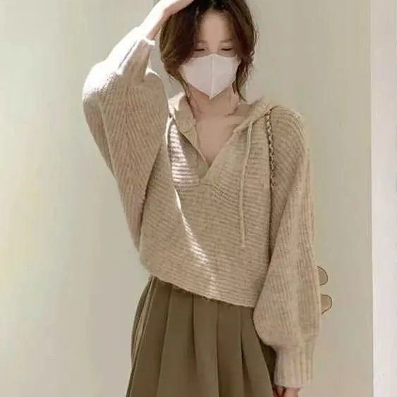 【單品可選】優雅韓系套裝 連帽針織上衣秋冬新款溫柔半身裙兩件套