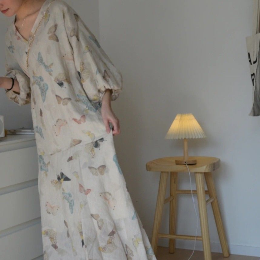 顯瘦清冷蝴蝶裙 高級設計感洋裝 春夏 新款 連身裙 長裙