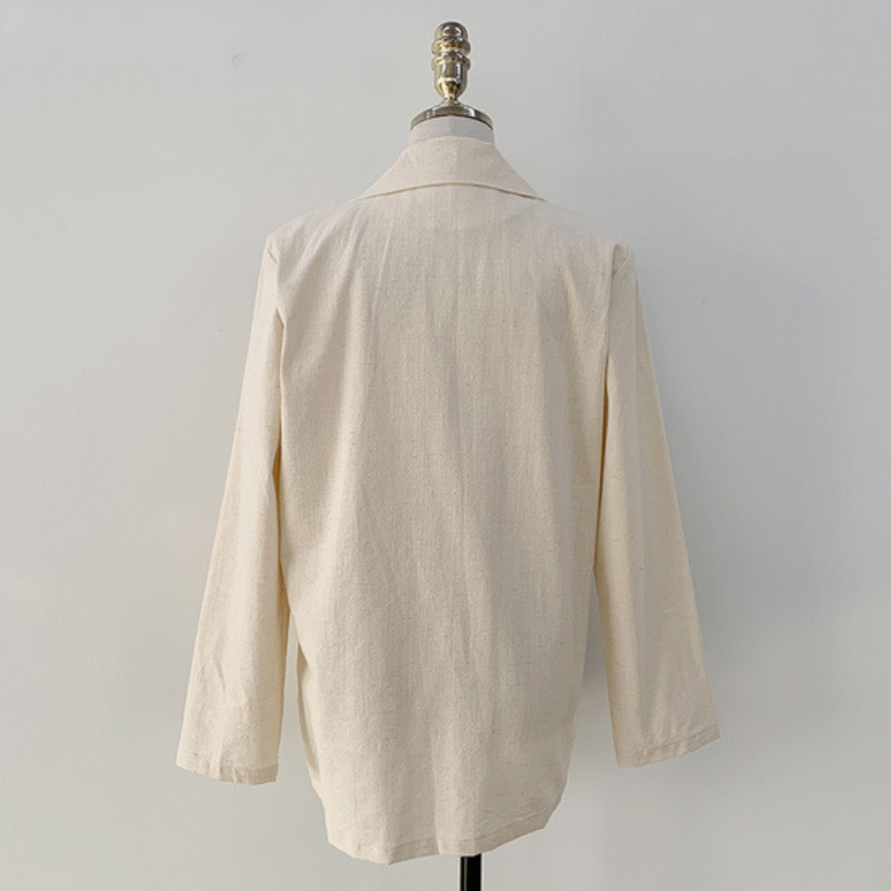 早秋韓國棉麻西裝外套 寬鬆英倫風小西服