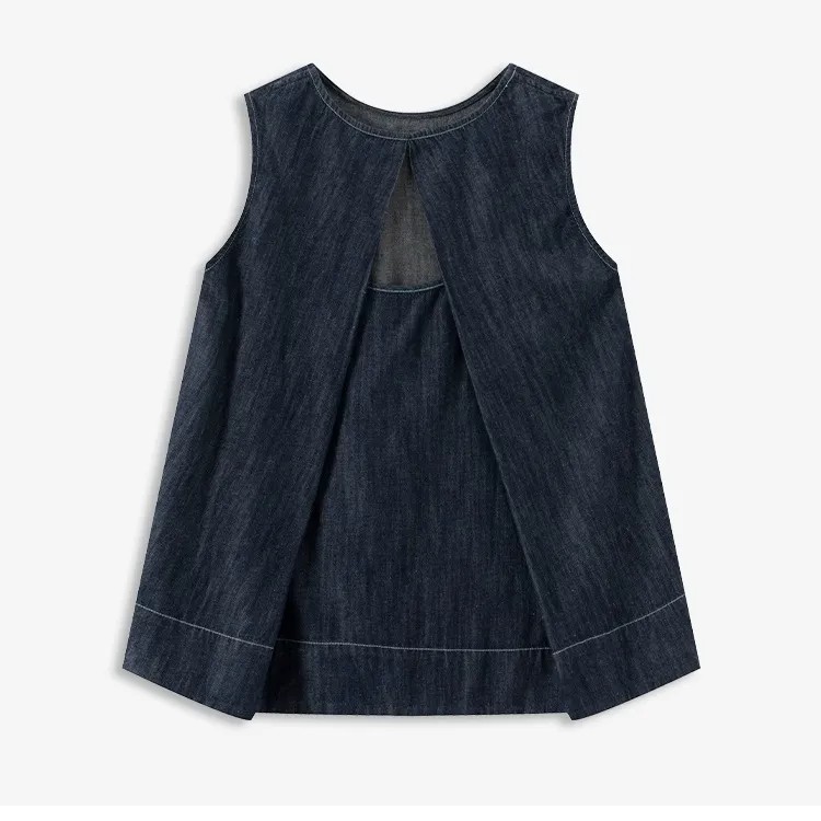 牛仔顯瘦組合 冰氧牛仔抗熱背心+高腰短褲 兩件減齡兩件套