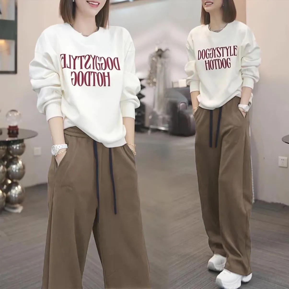 【單品可選】字母印花上衣＋休閒褲兩件式套裝 日常好搭 休閒風格