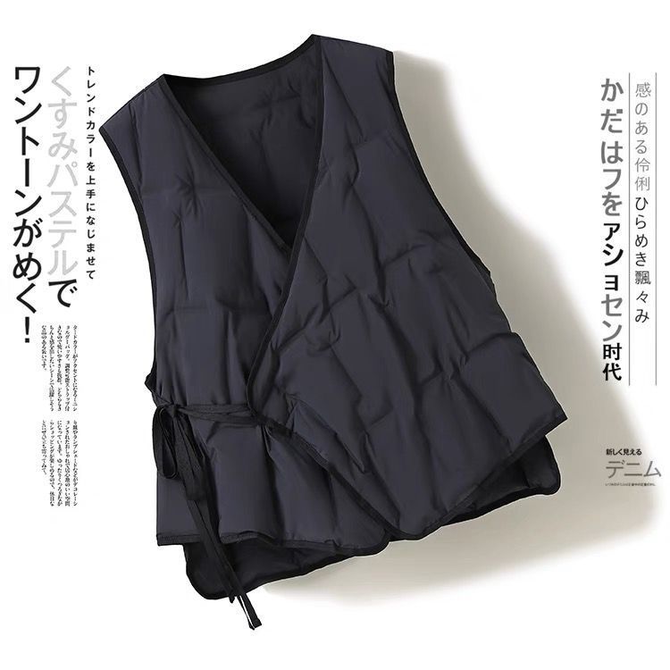 簡約 ‧ 冬季繫腰帶鋪棉背心外套