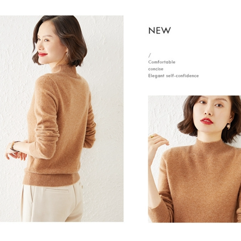 13色 半高領素色針織上衣 秋冬百搭款 修身剪裁毛衣