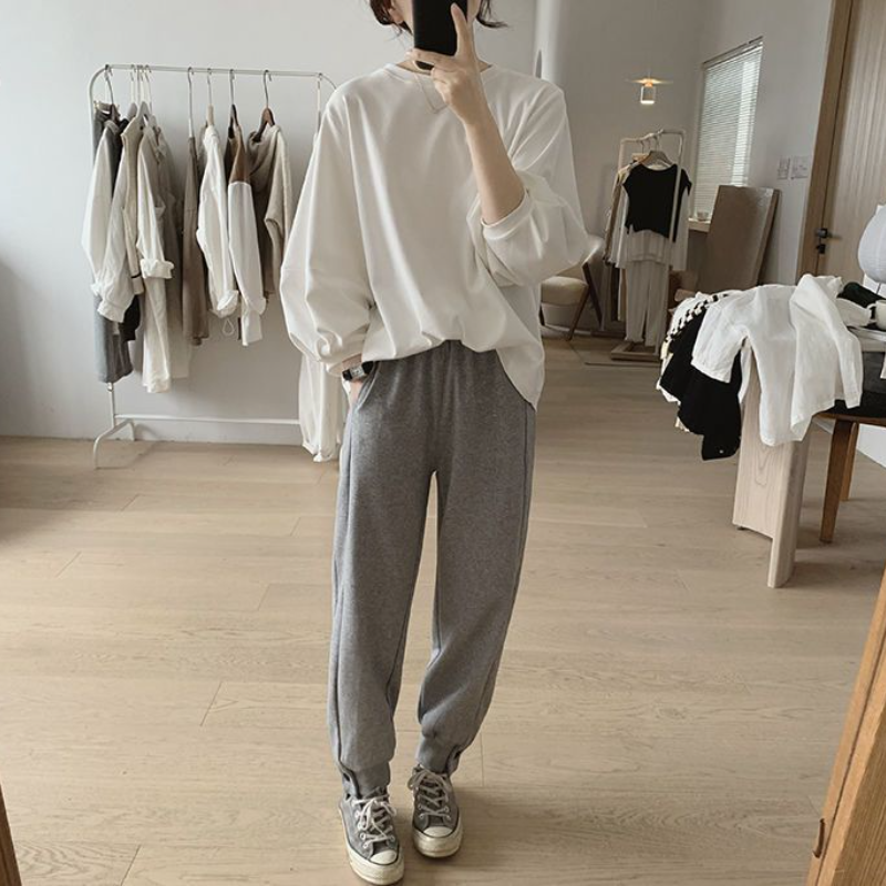 純棉燈籠袖七分袖T恤  清新簡約 遮小腹顯瘦