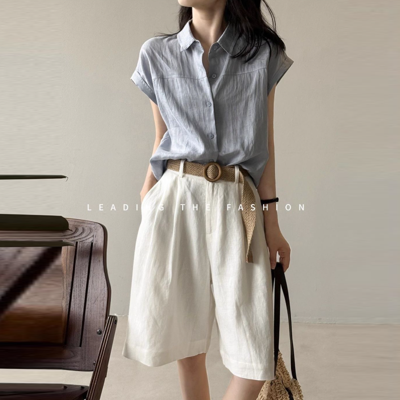 素面小飛袖襯衫 輕盈透氣 氣質通勤款