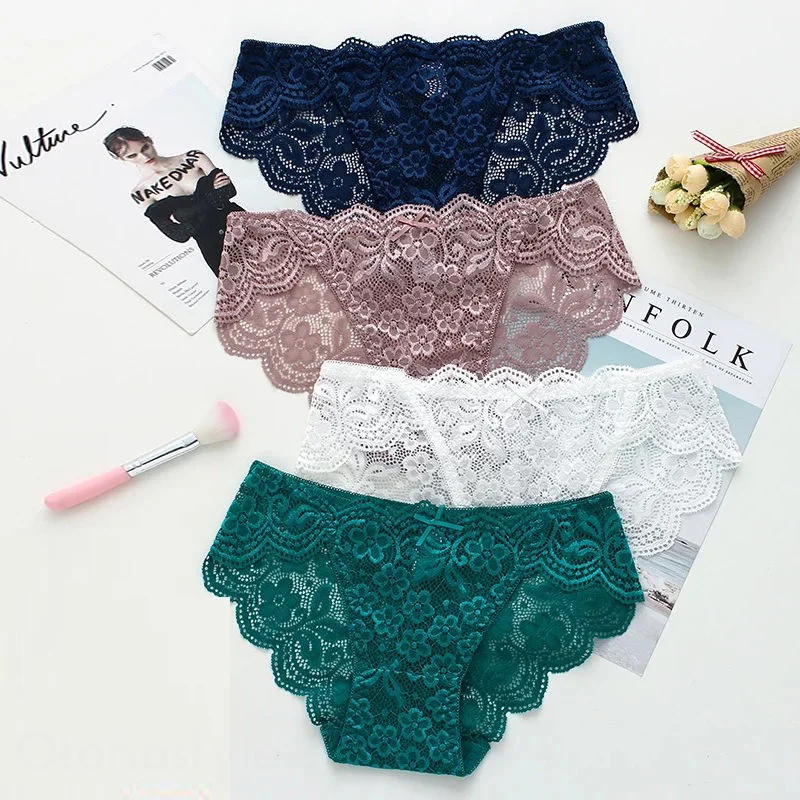 低腰鏤空蕾絲純欲風透氣棉襠三角褲