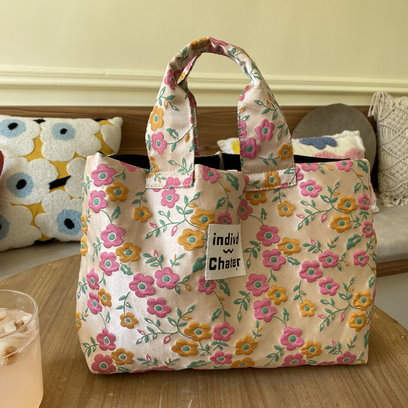 法式小眾紅色蝴蝶結手提包 可愛氣質風手拎便當包