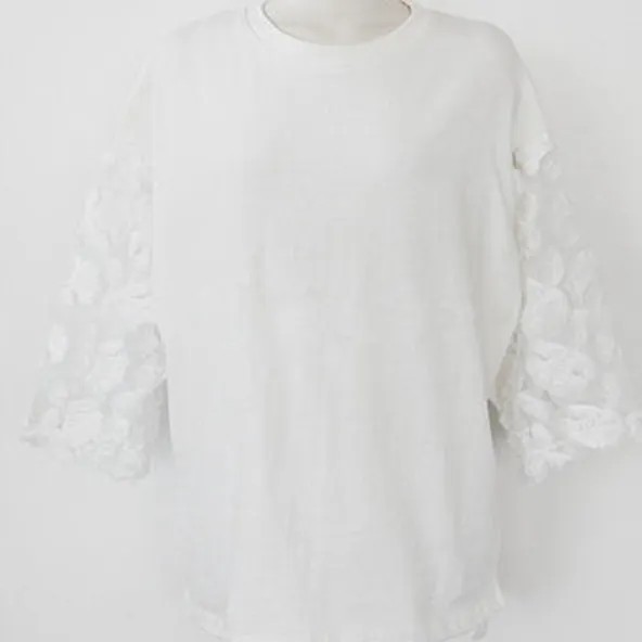 韓系 ‧ 蕾絲袖上衣 鏤空韓版百搭蕾絲