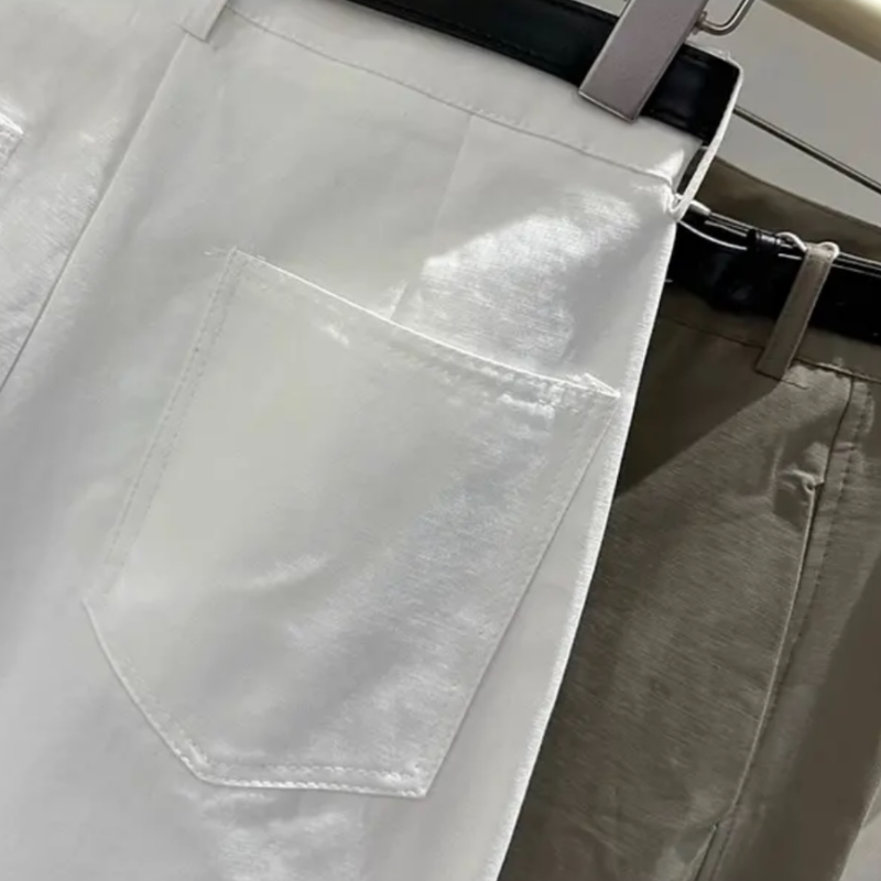 純棉韓系九分立體剪裁休閒寬褲 高腰簡約顯瘦休閒