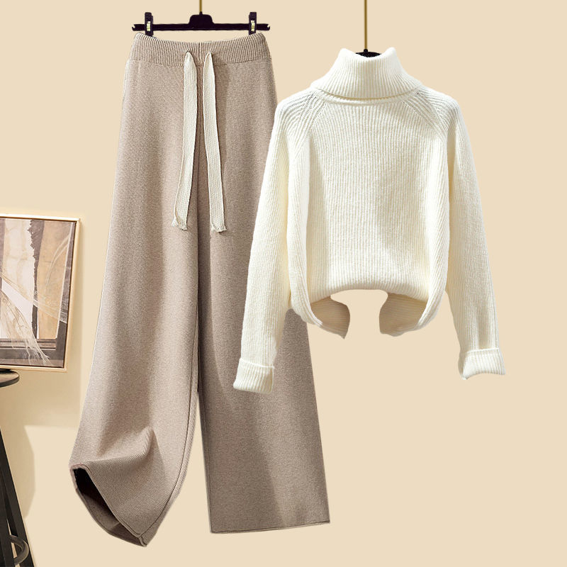 【單品可選】冬季套裝長款針織外套搭配針織毛衣寬褲三件套