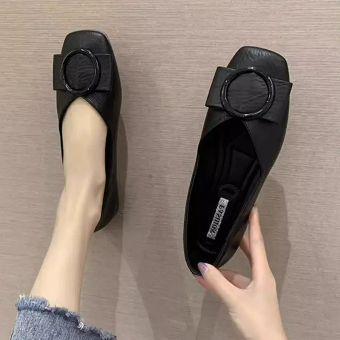 簡約百搭平底鞋-舒適尖頭設計 英倫風休閒鞋