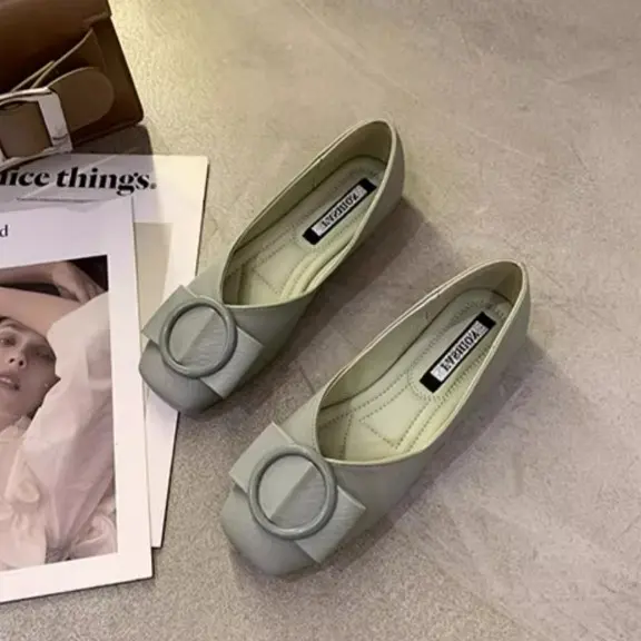 簡約百搭平底鞋-舒適尖頭設計 英倫風休閒鞋