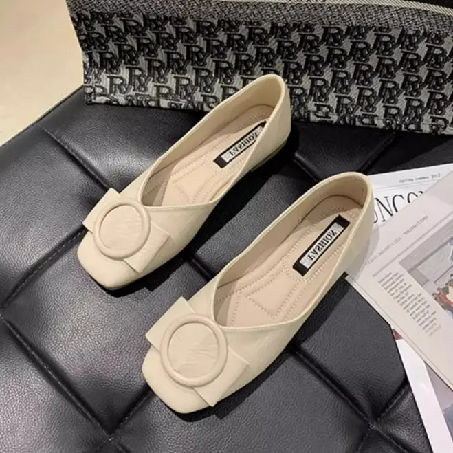 簡約百搭平底鞋-舒適尖頭設計 英倫風休閒鞋