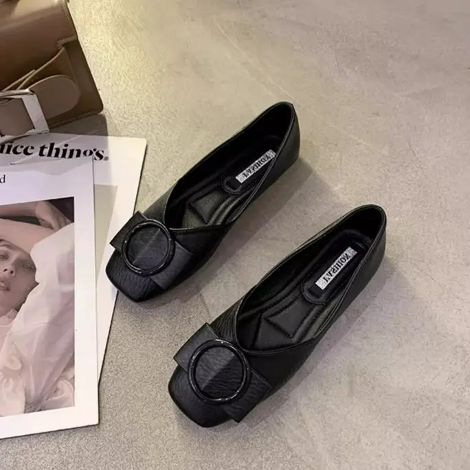 簡約百搭平底鞋-舒適尖頭設計 英倫風休閒鞋