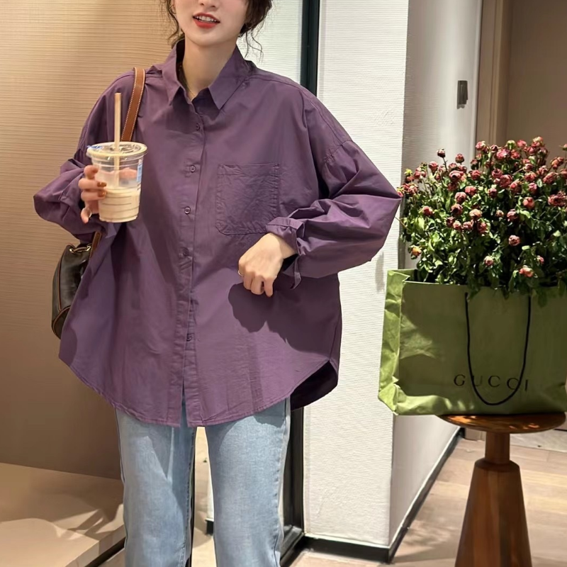 韓系·簡約時尚蝙蝠袖襯衫6色-設計感長袖上衣 春秋百搭首選