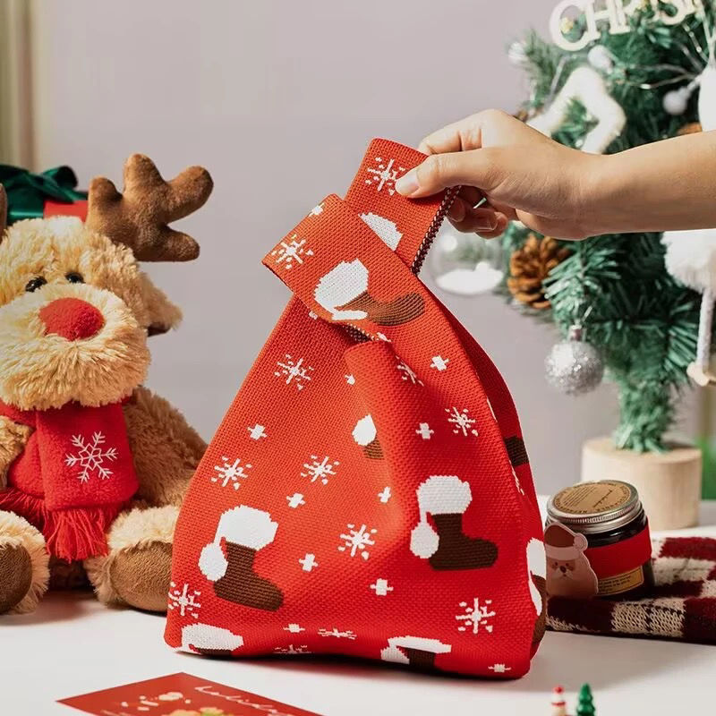聖誕針織腕提禮物袋 裝糖果/小禮/交換禮物（多圖樣）