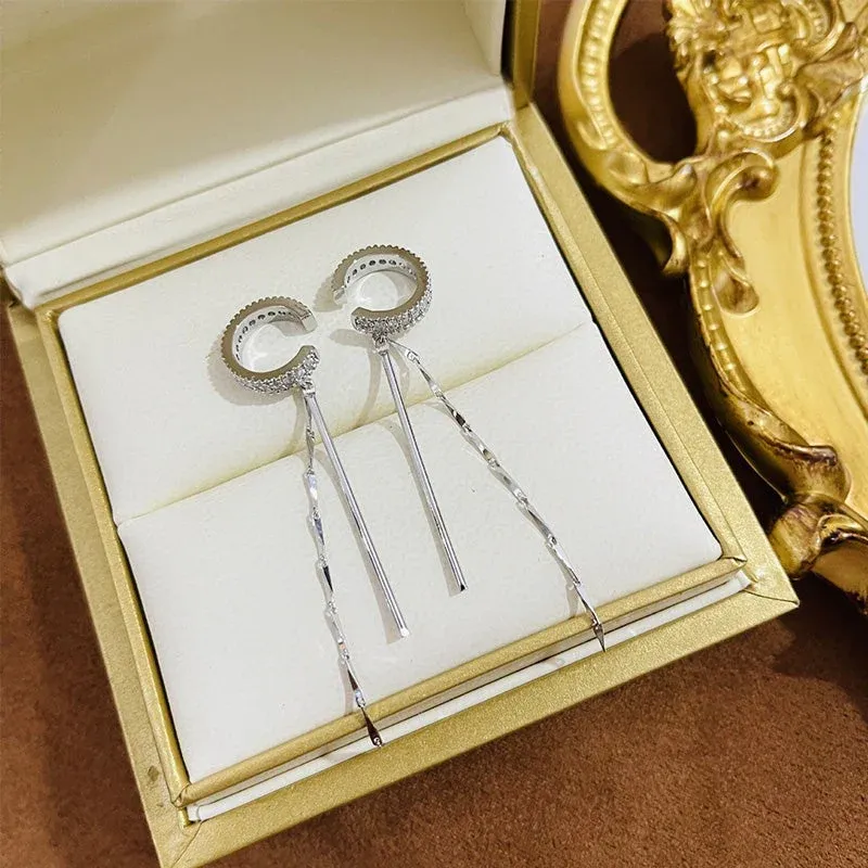 無耳洞耳掛式流蘇耳環 簡約氣質個性耳骨夾 耳飾設計感