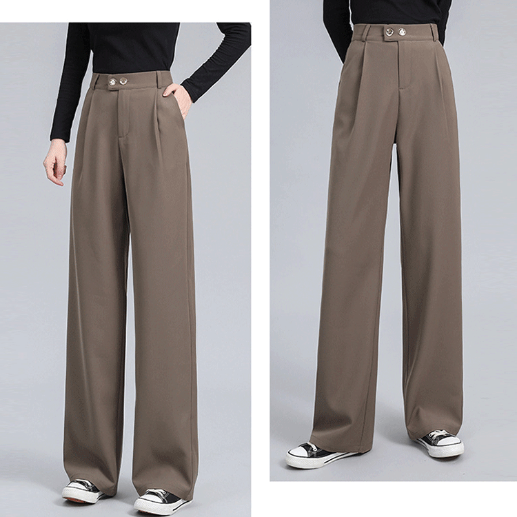 秋韓版垂感高腰復古西裝褲 休閒寬褲