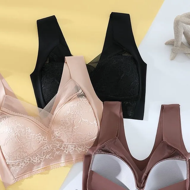 溫柔蕾絲無痕冰絲內衣bra 背心 聚攏透氣薄款文胸美背修飾胸型