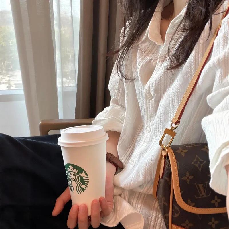 通勤防曬白襯衫 韓系寬鬆長袖罩衫