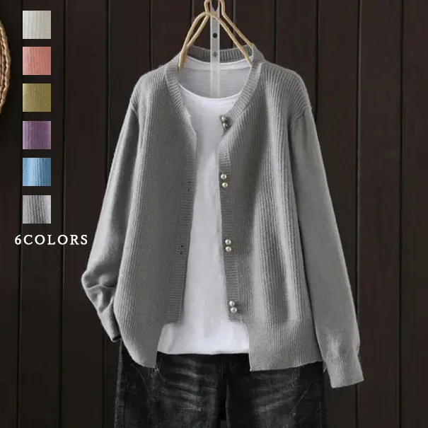 韓系純色慵懶風針織開衫外套 寬鬆長袖超軟糯毛衣 修身顯瘦百搭設計
