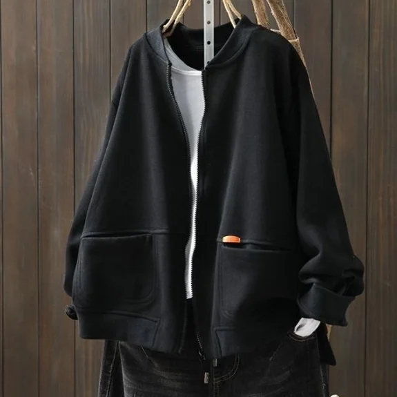 韓版休閒拉鍊外套-春秋寬鬆百搭棒球服風夾克