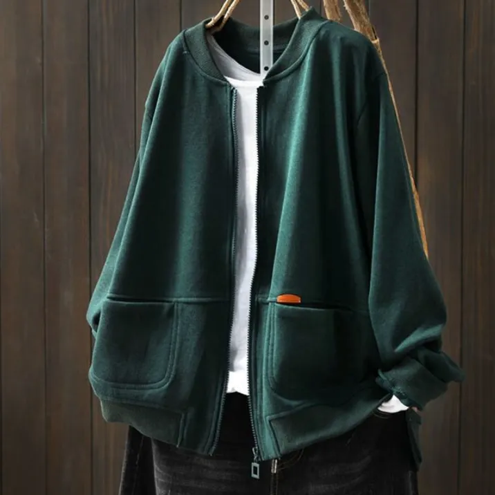 韓版休閒拉鍊外套-春秋寬鬆百搭棒球服風夾克