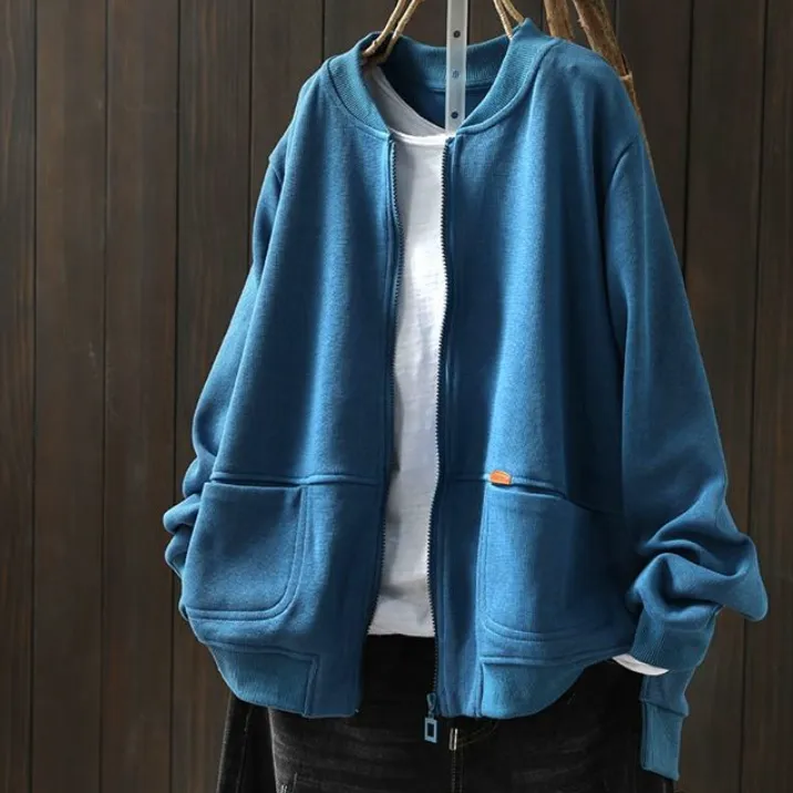 韓版休閒拉鍊外套-春秋寬鬆百搭棒球服風夾克