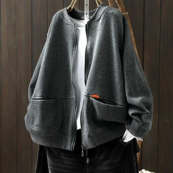 韓版休閒拉鍊外套-春秋寬鬆百搭棒球服風夾克