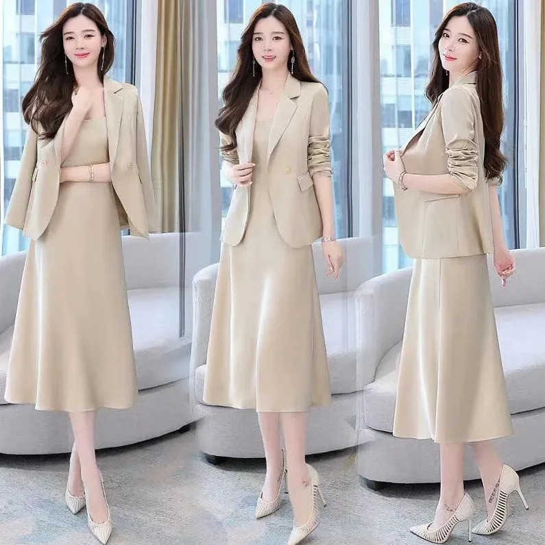 洋氣質高檔西裝裙套裝 寬鬆遮肉顯瘦兩件套