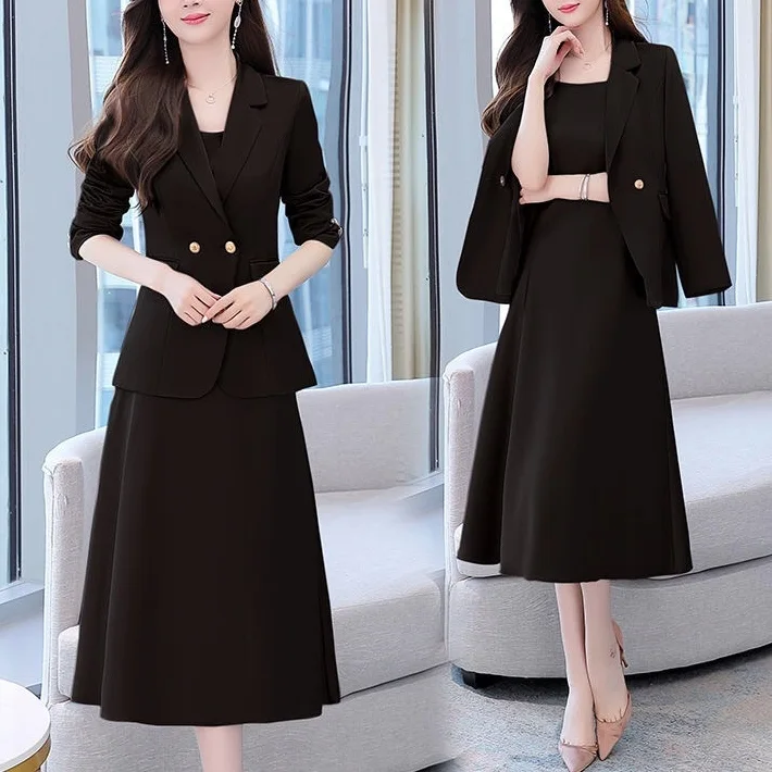 洋氣質高檔西裝裙套裝 寬鬆遮肉顯瘦兩件套