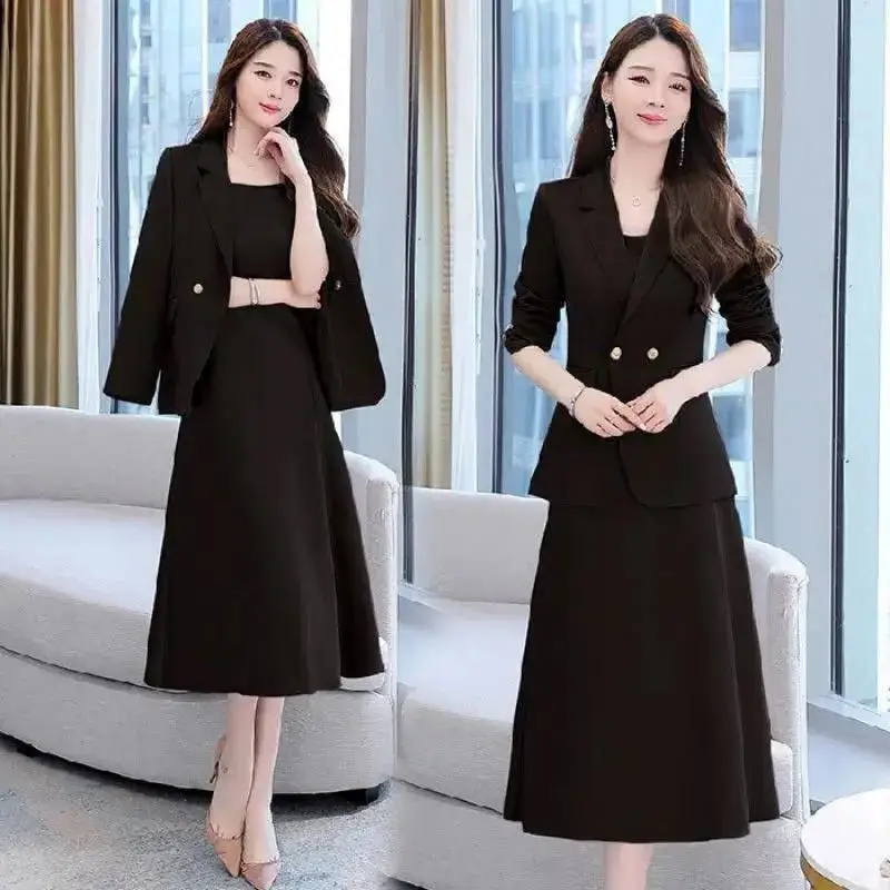 洋氣質高檔西裝裙套裝 寬鬆遮肉顯瘦兩件套