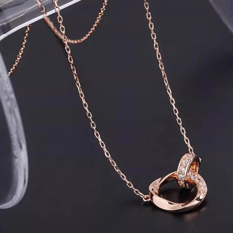 莫比乌斯镶钻雙環項鍊 輕奢小眾高級感生日禮物