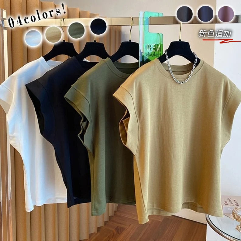 韓國 設計感 小眾 飛天袖 寬鬆 純棉 無袖 T恤