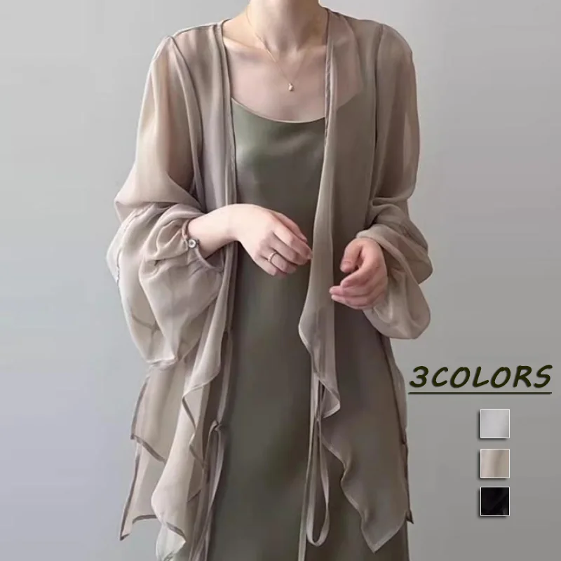 法式文青抗UV罩衫 冰絲雪紡防曬工藝小隻女顯高