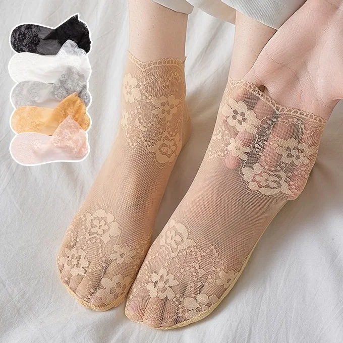 薄款蕾絲襪子短筒棉襪透氣 性感短襪白色