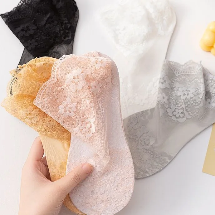 薄款蕾絲襪子短筒棉襪透氣 性感短襪白色