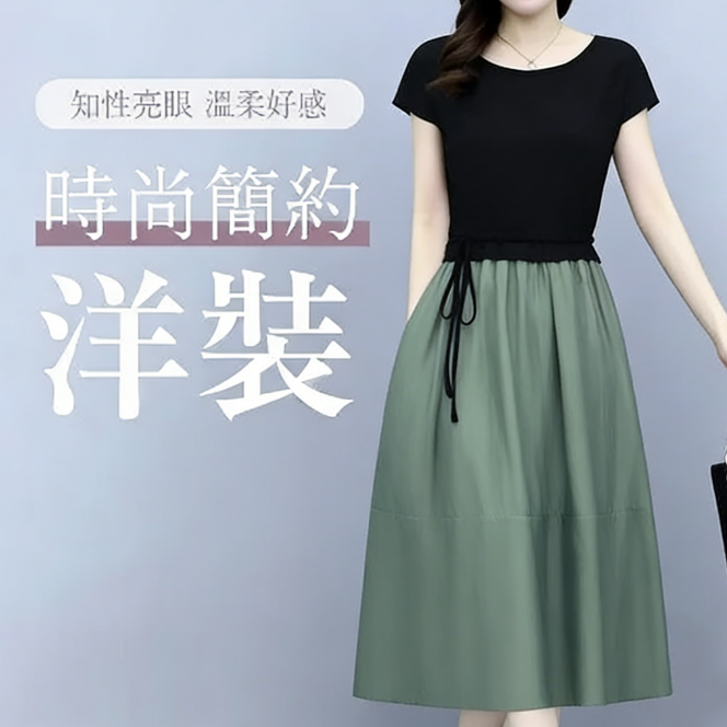 雪紡洋裝女 氣質收腰遮肚顯瘦小個子高端商務宴會約會